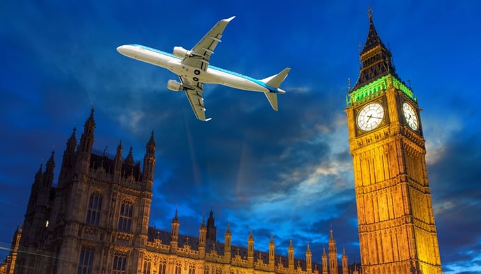 Plane flying over London